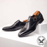 Vintage British Square Toe Monk Strap Leather Shoes