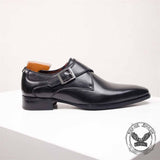 Vintage British Square Toe Monk Strap Leather Shoes