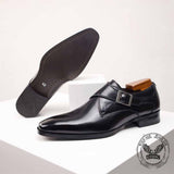 Vintage British Square Toe Monk Strap Leather Shoes