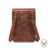 Vintage Brown Turquoise Inlaid Leather Bag