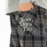 Vintage Brushed Check Loose Straight Pants 03 | Gthic.com