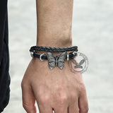 Vintage Butterfly Alloy Leather Bracelet