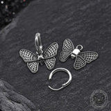 Vintage Butterfly Skull Stainless Steel Hoop Earrings | Gthic.com
