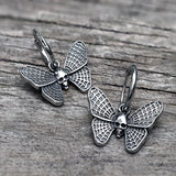 Vintage Butterfly Skull Stainless Steel Hoop Earrings