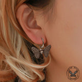 Vintage Butterfly Skull Stainless Steel Hoop Earrings