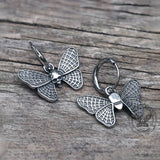 Vintage Butterfly Skull Stainless Steel Hoop Earrings
