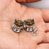 Vintage Cat Head Stainless Steel Ear Gauges | Gthic.com