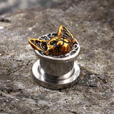 Vintage Cat Head Stainless Steel Ear Gauges | Gthic.com