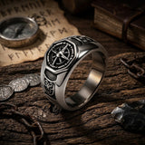 Vintage Celtic Knot Compass Stainless Steel Ring | Gthic.com