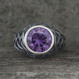 Vintage Celtic Knot Gemstone Sterling Silver Ring