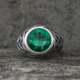 Vintage Celtic Knot Gemstone Sterling Silver Ring