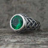Vintage Celtic Knot Gemstone Sterling Silver Ring