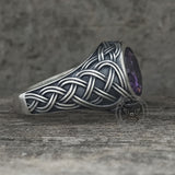 Vintage Celtic Knot Gemstone Sterling Silver Ring