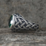 Vintage Celtic Knot Gemstone Sterling Silver Ring