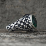 Vintage Celtic Knot Gemstone Sterling Silver Ring