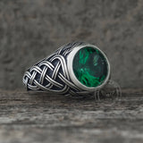 Vintage Celtic Knot Gemstone Sterling Silver Ring