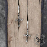 Vintage Claw-Set Gemstone Cross Sterling Silver Earrings | Gthic.com