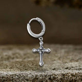 Vintage Claw-Set Gemstone Cross Sterling Silver Earrings