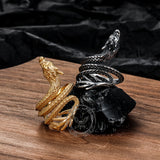 Vintage Coiled Chinese Dragon Stainless Steel Ring