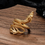 Vintage Coiled Chinese Dragon Stainless Steel Ring