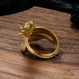 Vintage Coiled Chinese Dragon Stainless Steel Ring