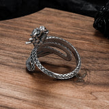 Vintage Coiled Chinese Dragon Stainless Steel Ring