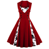 Vintage Color Block Floral Cocktail Party Swing Dress | Gthic.com