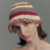 Vintage Colorful Striped Knitted Bucket Hat | Gthic.com