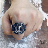 Vintage Compass Anchor Stainless Steel Marine Ring 02 | Gthic.com