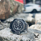 Vintage Compass Anchor Stainless Steel Marine Ring 03 | Gthic.com