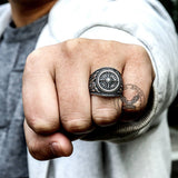 Vintage Compass Stainless Steel Marine Ring | Gthic.com