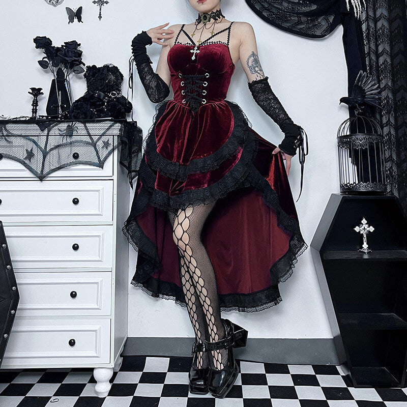 Halter gothic layered dress Red / M Halter gothic layered dress Red / M