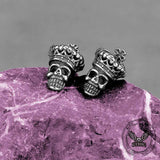 Vintage Cross Crown Skull Stainless Steel Stud Earrings | Gthic.com