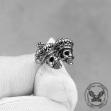 Vintage Cross Crown Skull Stainless Steel Stud Earrings | Gthic.com