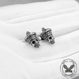 Vintage Cross Crown Skull Stainless Steel Stud Earrings