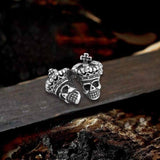 Vintage Cross Crown Skull Stainless Steel Stud Earrings