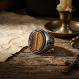 Vintage Cross Pattern Oval Gem Stainless Steel Ring