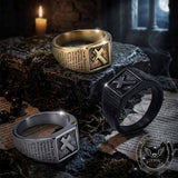 Vintage Cross Prayer Letter Stainless Steel Signet Ring | Gthic.com