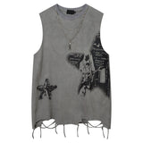 Vintage Cross Rock Star Sleeveless Print Vest | Gthic.com
