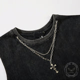 Vintage Cross Rock Star Sleeveless Print Vest | Gthic.com