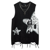 Vintage Cross Rock Star Sleeveless Print Vest | Gthic.com