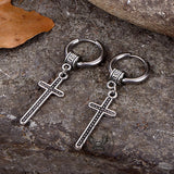 Vintage Cross Stainless Steel Dangle Earrings