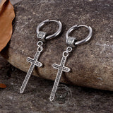 Vintage Cross Stainless Steel Dangle Earrings