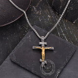 Vintage Crucifixion of Jesus Stainless Steel Cross Pendant