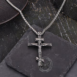 Vintage Crucifixion of Jesus Stainless Steel Cross Pendant