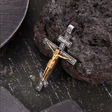 Vintage Crucifixion of Jesus Stainless Steel Cross Pendant
