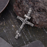 Vintage Crucifixion of Jesus Stainless Steel Cross Pendant