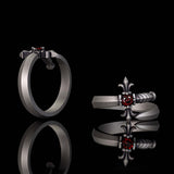 Vintage Curved Sword Gem Sterling Silver Ring | Gthic.com