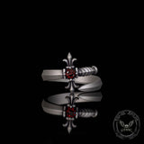 Vintage Curved Sword Gem Sterling Silver Ring