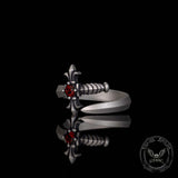 Vintage Curved Sword Gem Sterling Silver Ring